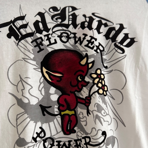 Ed Hardy Blue and White Short Sleeve Tee - Picture 3 of 5